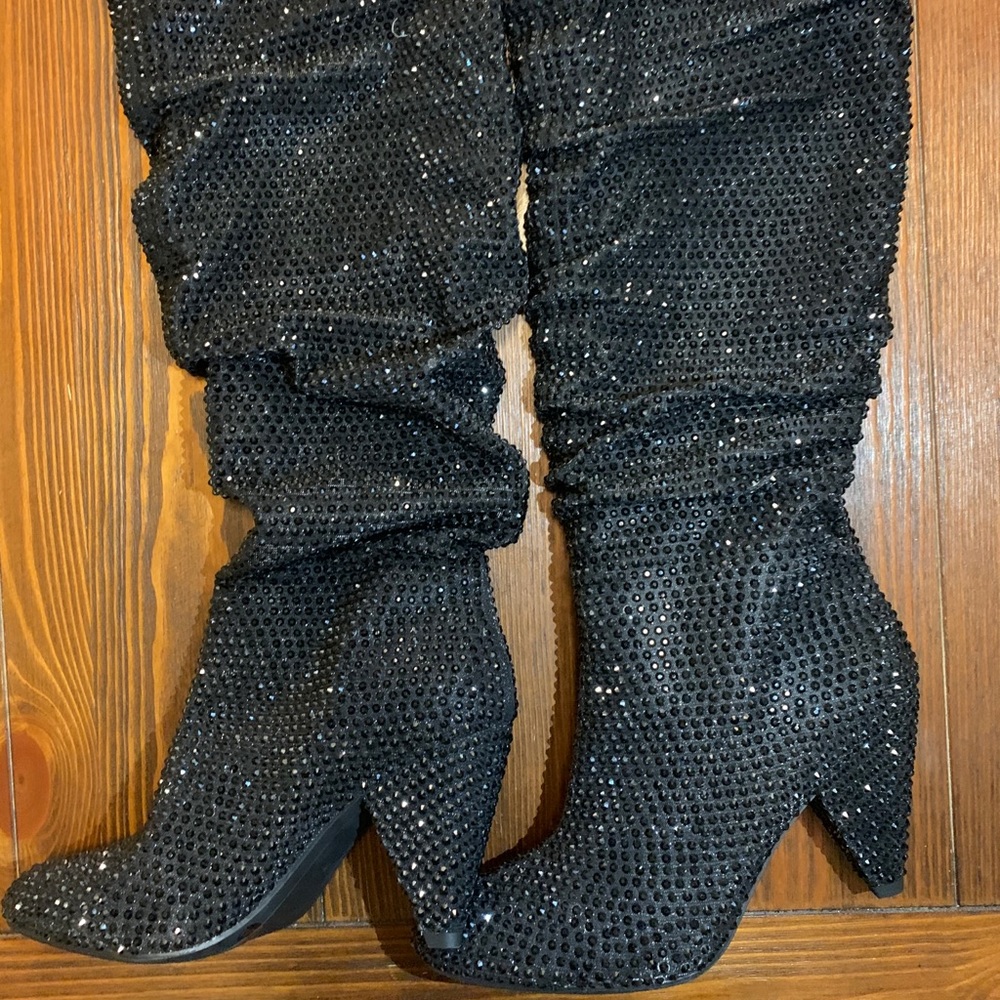 INC BLK BLNG 8.5 size sparkle calf high boots